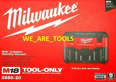 NEW IN BOX Milwaukee 0880-20 Cordless Vacuum M18 2 Gal Wet/Dry HEPA 18 Volt Vac • $119.97