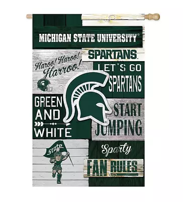 Michigan State Spartans Fan Rules Linen Yard Flag 12.5  X 18  X .1  • $15