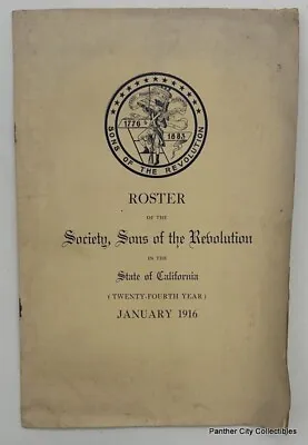 $19.95 • Buy 1916 California Society Roster Sons Of The American Revolution Los Angeles