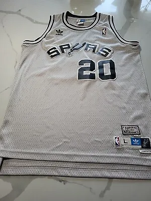 Adidas San Antonio Spurs Authentic Manu Ginobili Sewn Grey Jersey Size Large  • $150