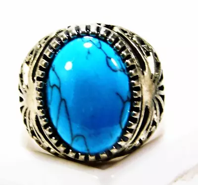 NATURAL 57.65 Cts CABOCHON Turquoise Men's Ring Size10 LOOSE GEMSTONE GM1866 • $23