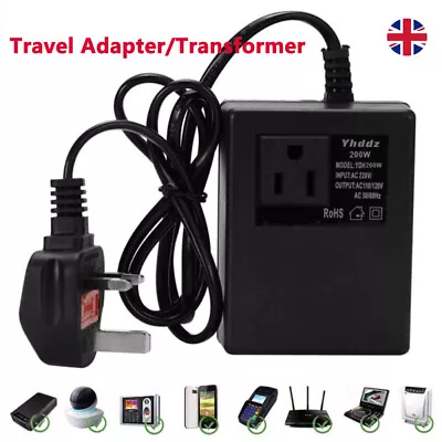 Voltage Transformer AC 220/240V To 110/120V Switch Power Supply Travel Adapter • £13.79