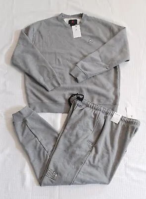 New Men’s Air Jordan Jumpman Fleece Crewneck  Sweatsuit~grey/black ~size Xl  • $169
