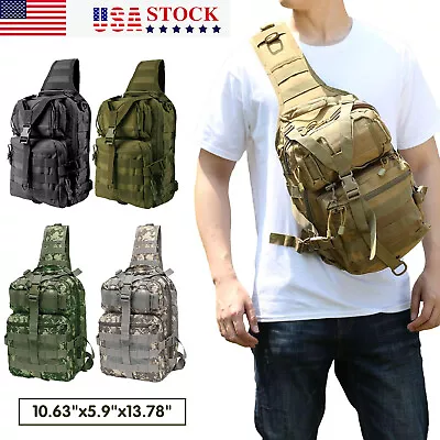 Outdoor Tactical Sling Bag Military MOLLE Crossbody Pack Chest Shoulder Backpack • $23.88