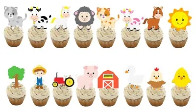 24 Farm Yard Stand-Up Pre-Cut Wafer Card Cupcake Toppers Edible Decorations • £3