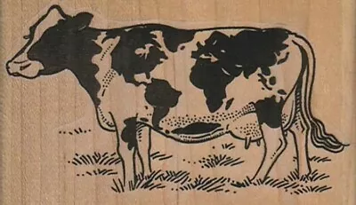 Mounted Rubber Stamp Map Cow Cow With Map Grazing Cow Cow Cattle World Map • $10.15