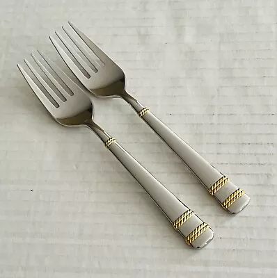Mikasa Stainless Cipullo Amore D Oro 2 Salad Forks Glossy Gold Accent • $22