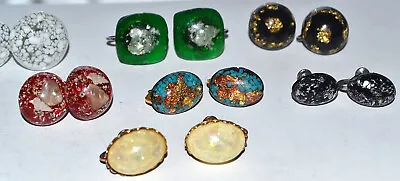 7 Pair Vintage Lucite Confetti Earring Jewelry Lot Nice Colors & Variety • $15.95