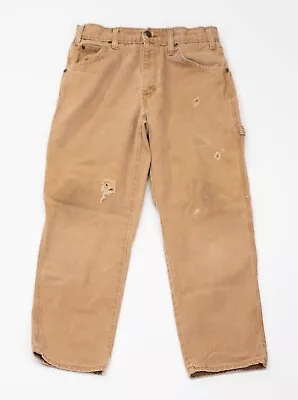 Vintage Dickies Carpenter Cargo Pants 30x29 Mens Distressed Brown Work Chore • $19.95