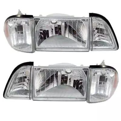 87-93 Mustang 6pc 6 Piece Euro Clear Headlights W/ Amber Side Markers SAE/DOT • $159.95