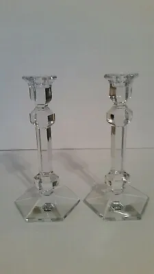 $47.52 • Buy Vintage Val St Lambert Crystal Belgium Candlesticks Set Of Two 9.5 X4.5  