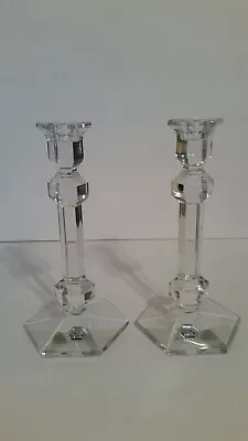 Vintage Val St Lambert Crystal Belgium Candlesticks Set Of Two 9.5 X4.5   • $51.29