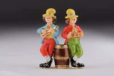 Clowns Play Music  Trinket Box Hand Made By Keren Kopal & Austrian Crystals  • $235