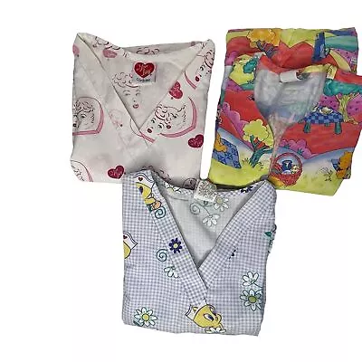 Lot Of 3 Women’s Size S V Neck Short Sleeve Scrub Tops Pooh Tweety I Love Lucy • $54.99