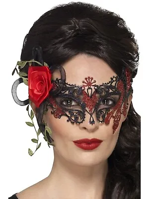 Day Of The Dead Metal Filigree Eyemask Ladies Masquerade Fancy Dress Mask • £11.29