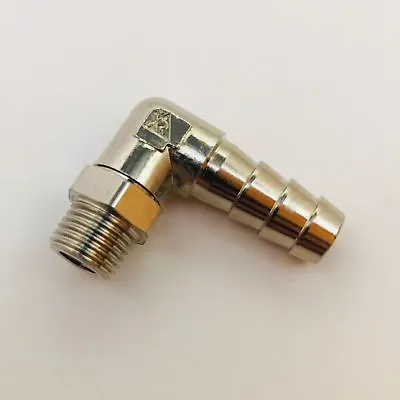 5/16  8mm Barb X 1/8  Male NPT Brass 90° Elbow Swivel Rotating 360 Fitting • $11.98