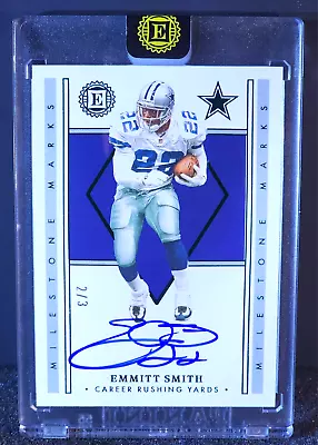 Emmitt Smith Encased 2022 Milestone Marks Signatures On Card Auto #/3 SSP • $450