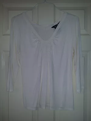 GEORGE Mark Eisen Womens Top Vanilla Color Long Sleeve Rayon/Spandex Sz.M (8-10) • $12