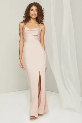 £19.99 • Buy New LIPSY Satin SIZE 12 Nude Pink Cowl Neck Strappy Maxi Dress Wedding