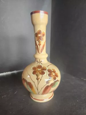 BRISTOL VASE Beige Tan Victorian Handpainted Floral Approx 9 Inch • $9.99