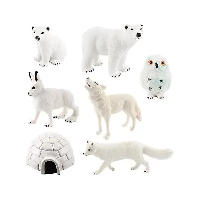 7x Polar Animal Model Handmade Includes Polar Bear Family Igloo Rabbit Owl • £13.51