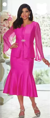 Midnight Velvet Fuchsia Formal Church Corinna Skirt Suit 6 8 10 12 16W PLUS • $39.99