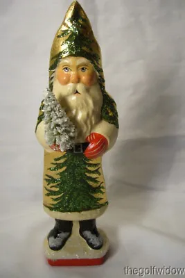 $240 • Buy Vaillancourt Folk Art Gold Coat Santa With Tree Signed By Judi 