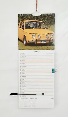 2024 Wall Calendar Slim Spiral 41X15Cm RETRO CARS Photo 3 Month View Stationery  • £3.46