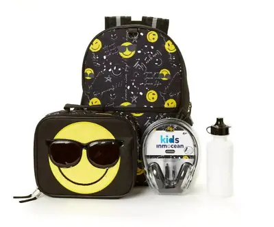 Kids' Headphone Lunch Bag 17  Backpack Value Set - Smiley Cool Emoji Inmocean • $22.91