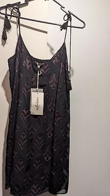 $40 • Buy BNWT Arnhem Celeste Slip Dress Gold Silver Sparkle Size 16 RRP$179