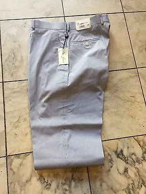 NWT Palm Beach Blue White 100% Cotton Dress Pant Regular Flat Front Size 46 • $39.99