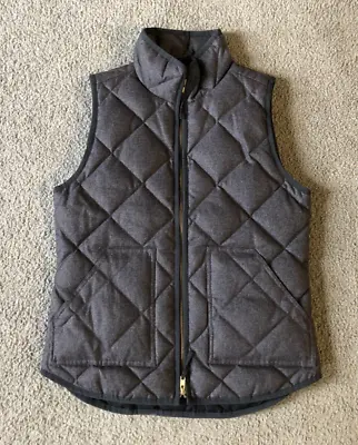 J. Crew Women's Charocal Gray Down Zip Front Quilted Puffer Vest - Size XS • $14