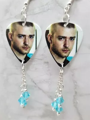 Justin Timberlake Guitar Pick Earrings With Transparent Turquoise Swarovskis • $7