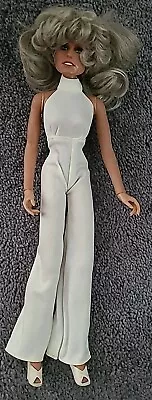 Vintage Mego Farrah Fawcett Doll Charlie's Angels 1975 White Jumpsuit Shoes 12  • $19