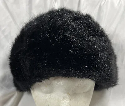 Vintage Womens Black Faux Fur Hat Made In England • $18