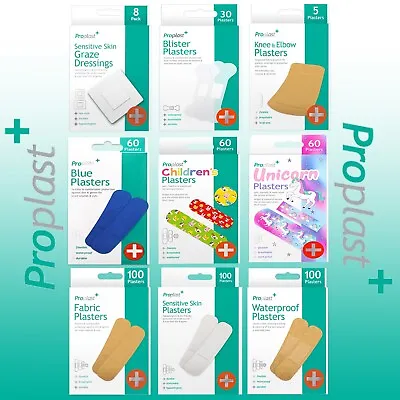PLASTERS Assorted Fabric Waterproof Breathable Flexible Wound Dressing First Aid • £3.98