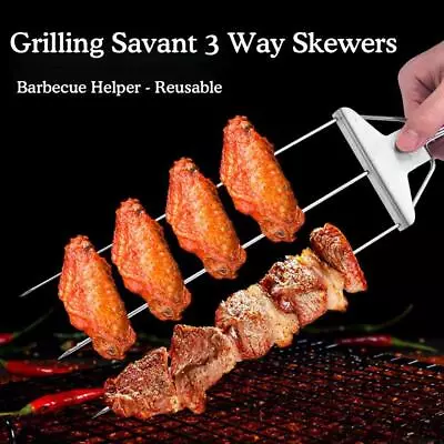 Grilling Savant 3 Way Skewers Stainless Steel Skewers For Grilling Easy Clean • $10.99