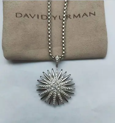 $54 • Buy David-Yurman Sparkling & 925 Silver & Snowflake Pendant Necklace
