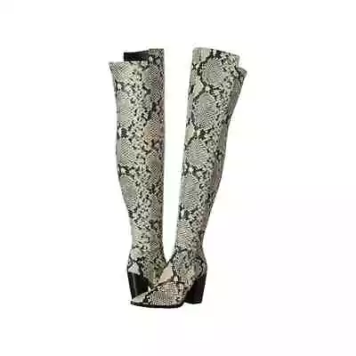 Vince Camuto Womens Sz 10 Snake Print Over The Knee Block Heel Boots Pointed Toe • $64