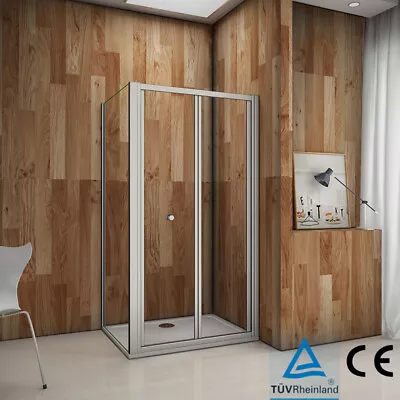 Clearane !! Bifold Shower Enclosure Walk In Safety Glass Door Panel Cubicle Tray • £92.50