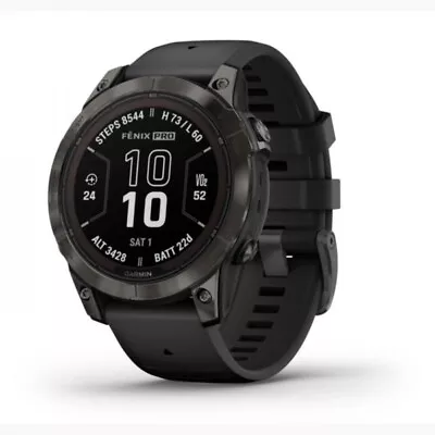 Garmin Fenix 7 Pro Sapphire Solar Gray DLC Titanium With Black Band 010-02777-10 • $899.99