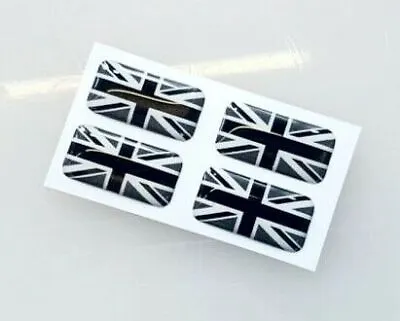 £2.71 • Buy Union Jack 3D Gel Domed Sticker Flag Car Decal Black And White 20x10mm X4