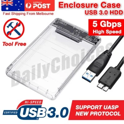 $10.39 • Buy Hard Drive Enclosure USB 3.0 To SATA 2.5  External HDD SSD Case Disk TRANSPARENT