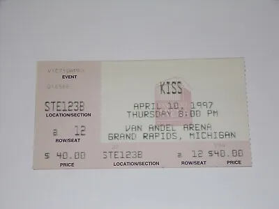 KISS Band Ticket Stub Apr 10 1997 Reunion Concert Tour Michigan Van Andel Pink • $35.41