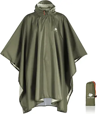 Waterproof Rain Poncho Lightweight Reusable Hiking Hooded Coat Jacket Outdoor • $21.34