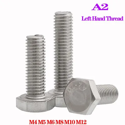 £2.15 • Buy Left Hand Thread Hexagon Head Fully Threaded Set Screws A2 Stainless Steel Bolts