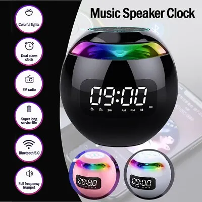$22.99 • Buy Digital Dual Alarm Clock Wireless Bass Bluetooth 5.0 Speaker Clock TF/FM Radio