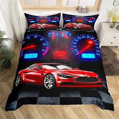 Boys Race Car Bedding Set Full Speedometer Sports Car Duvet Cover Extreme Spo... • $69.98