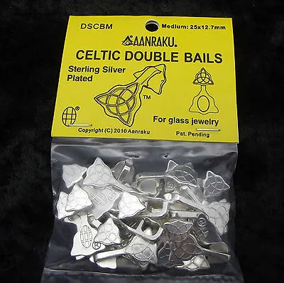 Aanraku DOUBLE CELTIC Silver Plated JEWELRY BAILS 25 Medium Fusing Supplies • $13.95