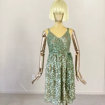 Milky Green Shiny Gold Sleeveless Dress SZ 2 • $86